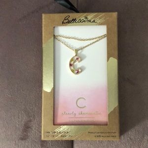 Bella Uno Bellisimma 14K Silver Plated Flower Pressed Initial “C” Necklace